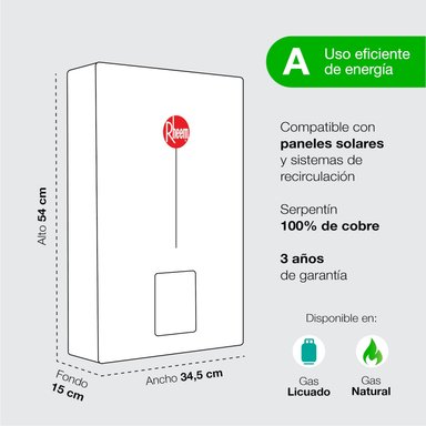CALEFONT RHEEM 10 LITROS GAS LICUADO TIRO FORZADO - 7