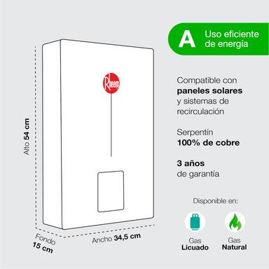 CALEFONT A GAS NATURAL 10 L RHEEM TIRO FORZADO - 7