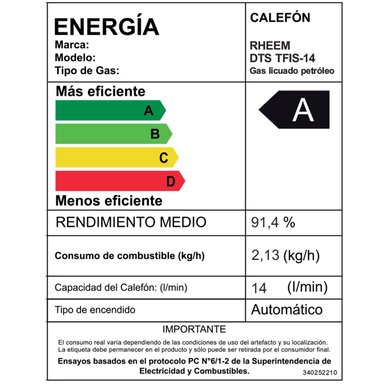 CALEFONT 14 LITROS GAS LICUADO TIRO FORZADO RHEEM - 8