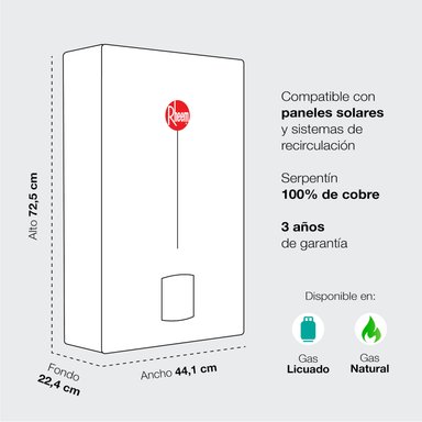 CALEFONT 16 LITROS GAS NATURAL TIRO NATURAL RHEEM - 9