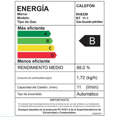 CALEFONT 11 LITROS GAS LICUADO TIRO NATURAL RHEEM - 3