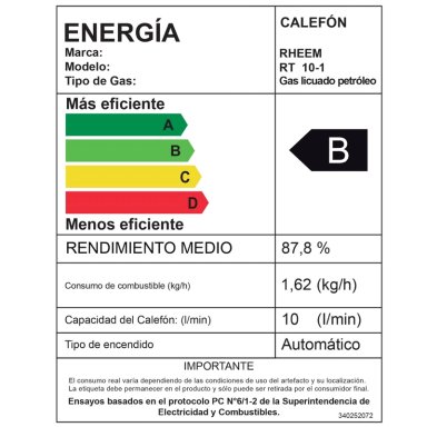 CALEFONT 10 LITROS GAS LICUADO TIRO NATURAL RHEEM - 3