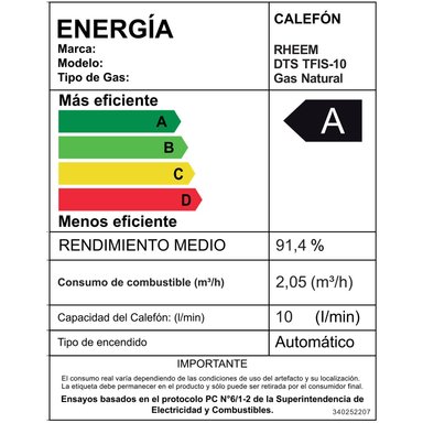 CALEFONT 10 LITROS GAS NATURAL TIRO NATURAL RHEEM - 3