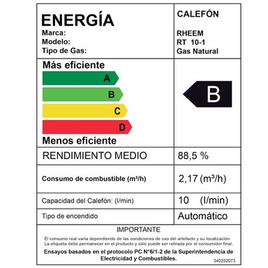 CALEFONT 10 LITROS GAS NATURAL TIRO NATURAL RHEEM - 10