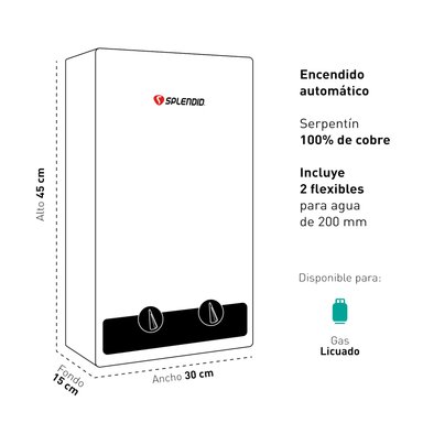 CALEFONT A GAS LICUADO 6 L SPLENDID TIRO NATURAL - 6