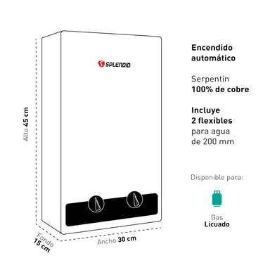 CALEFONT SPLENDID 5 LITROS GAS LICUADO TIRO NATURAL - 6