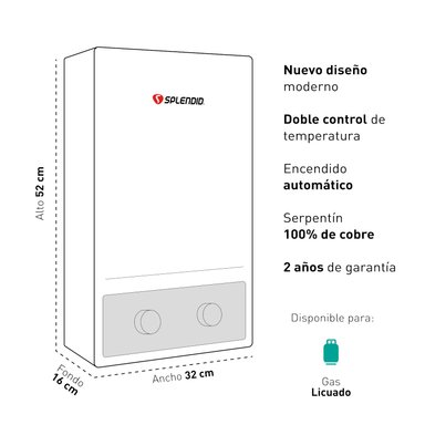 CALEFONT A GAS LICUADO 7 L SPLENDID TIRO NATURAL - 6
