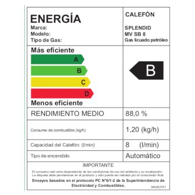 CALEFONT A GAS LICUADO 8 L SPLENDID TIRO NATURAL - 3