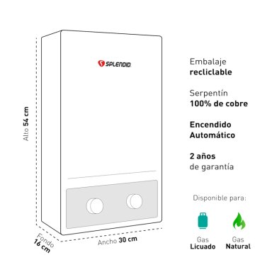 CALEFONT A GAS LICUADO 8 L SPLENDID TIRO NATURAL - 7