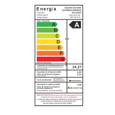 AIRE ACONDICIONADO SPLIT 9000BTU SPLENDID - 8