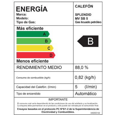 PACK SPLENDID CALEFONT 5 LITROS GAS LICUADO TIRO NATURAL + REGULADOR - 5