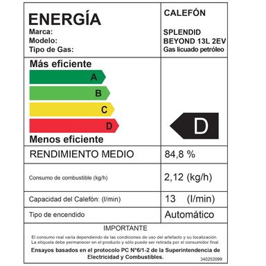 CALEFONT 13 LITROS GAS LICUADO TIRO NATURAL SPLENDID - 3