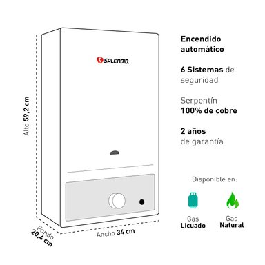 CALEFONT 11 LITROS GAS NATURAL TIRO NATURAL SPLENDID - 3
