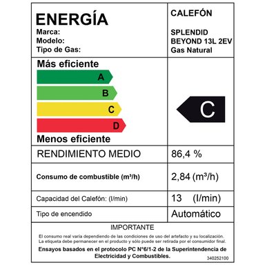 CALEFONT 13 LITROS GAS NATURAL TIRO NATURAL SPLENDID - 4