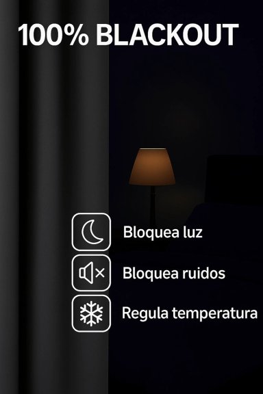 CORTINA BLACKOUT 100% ENGOMADA TERMICA TELA LIGERA 140X225 - MICROFIBRA PREMIUM - 2 PAÑOS GRIS OSCUR - 6