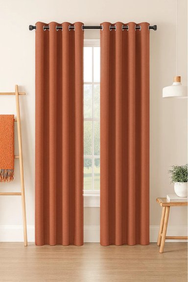 CORTINA BLACKOUT 100% ENGOMADA TERMICA TELA LIGERA 140X225 - MICROFIBRA PREMIUM - 2 PAÑOS NARANJO - 1