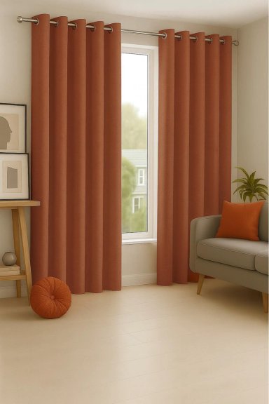 CORTINA BLACKOUT 100% ENGOMADA TERMICA TELA LIGERA 140X225 - MICROFIBRA PREMIUM - 2 PAÑOS NARANJO - 5