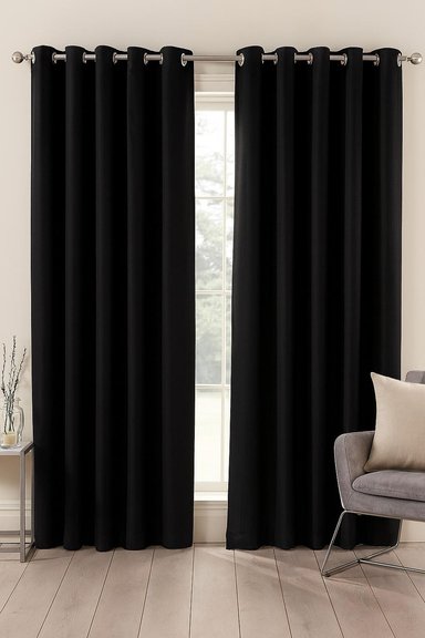 CORTINA BLACKOUT 100% ENGOMADA TERMICA TELA LIGERA 140X225 - MICROFIBRA PREMIUM - 2 PAÑOS NEGRO - 1