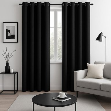 CORTINA BLACKOUT 100% ENGOMADA TERMICA TELA LIGERA 140X225 - MICROFIBRA PREMIUM - 2 PAÑOS NEGRO - 3