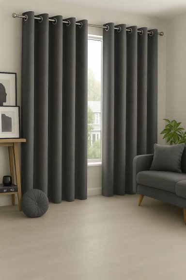 CORTINA BLACKOUT 100% ENGOMADA TERMICA TELA LIGERA 140X225 - MICROFIBRA PREMIUM - 1 PAÑO GRIS OSCURO - 5
