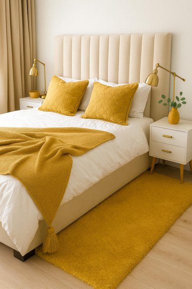 ALFOMBRA CLEMS TIMMY EXTRA PELUDA AMARILLO GOLD LISA GOLDEN 55 X 145 CM - 1