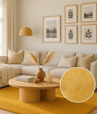 ALFOMBRA CLEMS TIMMY PELUDA EXTRA SUAVE AMARILLO GOLD GOLDEN 150 X 200 CM - 1