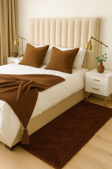 ALFOMBRA CLEMS BAJADA CAMA CAFE SHAGGY 60 X 150 CM - 1