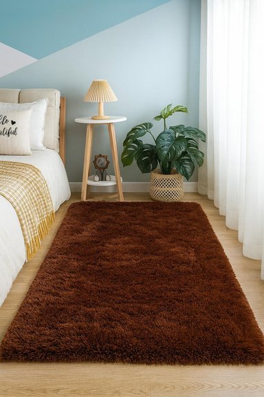 ALFOMBRA CLEMS BAJADA CAMA CAFE SHAGGY 60 X 150 CM - 2