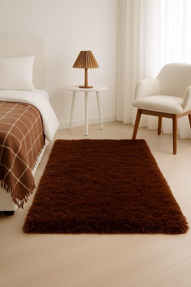 ALFOMBRA CLEMS BAJADA CAMA CAFE SHAGGY 60 X 150 CM - 3