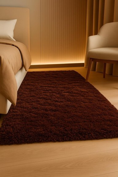 ALFOMBRA CLEMS BAJADA CAMA CAFE SHAGGY 60 X 150 CM - 4