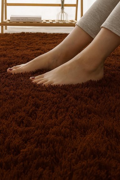 ALFOMBRA CLEMS BAJADA CAMA CAFE SHAGGY 60 X 150 CM - 5