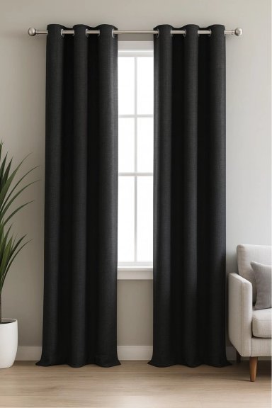 PACK 2 CORTINA BLACKOUT LINO 140X220CM NEGRO - 1