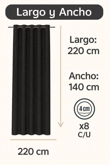 PACK 2 CORTINA BLACKOUT LINO 140X220CM NEGRO - 3