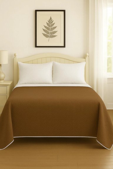 CUBRECAMA QUILT REVERSIBLE 2 PLAZAS 240X260CM CAFE - 2
