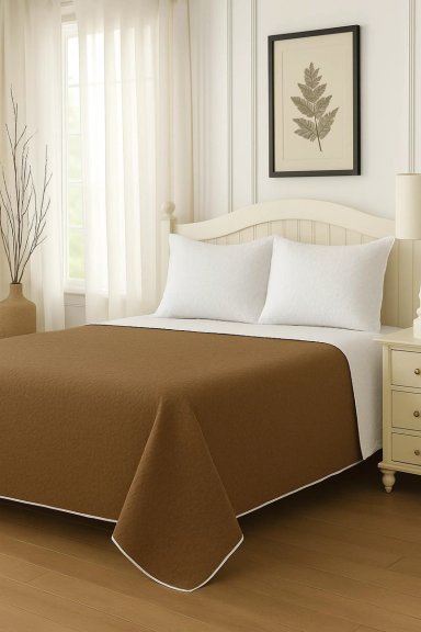 CUBRECAMA QUILT REVERSIBLE 2 PLAZAS 240X260CM CAFE - 5