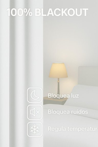 CORTINA ENGOMADA TERMICA TELA DELGADA 100% BLACKOUT 140X225 TAMAÑO 140X225 BLANCO - 6