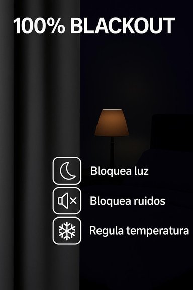 CORTINA ENGOMADA TERMICA TELA DELGADA 100% BLACKOUT 140X225 TAMAÑO 140X225 GRIS OSCURO - 6