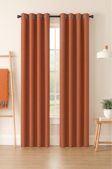 CORTINA ENGOMADA TERMICA TELA DELGADA 100% BLACKOUT 140X225 TAMAÑO 140X225 NARANJO - 2