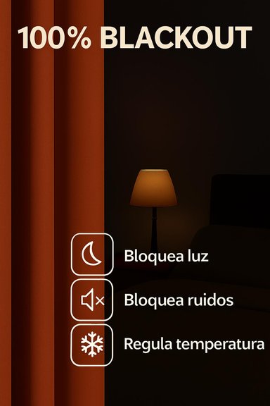 CORTINA ENGOMADA TERMICA TELA DELGADA 100% BLACKOUT 140X225 TAMAÑO 140X225 NARANJO - 6