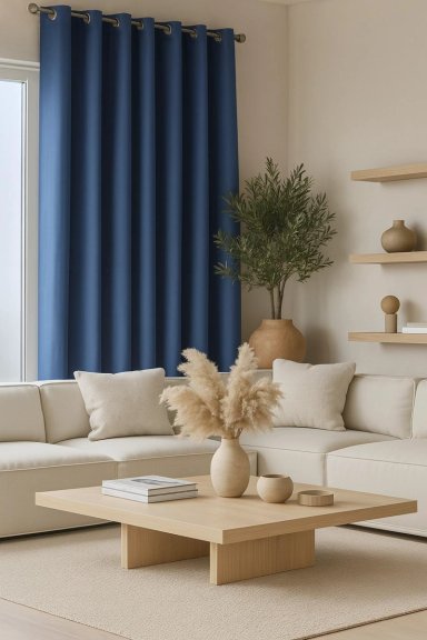CORTINA ENGOMADA TERMICA TELA DELGADA 100% BLACKOUT 140X225 TAMAÑO 140X225 AZUL - 1