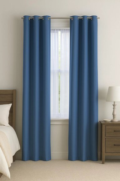 CORTINA ENGOMADA TERMICA TELA DELGADA 100% BLACKOUT 140X225 TAMAÑO 140X225 AZUL - 2
