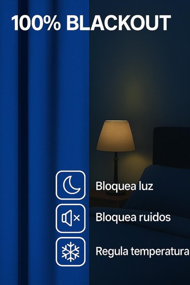CORTINA ENGOMADA TERMICA TELA DELGADA 100% BLACKOUT 140X225 TAMAÑO 140X225 AZUL - 6