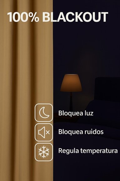 CORTINA ENGOMADA TERMICA TELA DELGADA 100% BLACKOUT 140X225 TAMAÑO 140X225 DORADO - 6