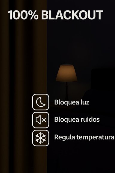 CORTINA ENGOMADA TERMICA TELA DELGADA 100% BLACKOUT 140X225 TAMAÑO 140X225 CAFE OSCURO - 6