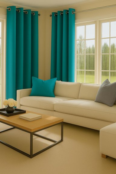 CORTINA ENGOMADA TERMICA TELA DELGADA 100% BLACKOUT 140X225 TAMAÑO 140X225 TURQUESA - 3
