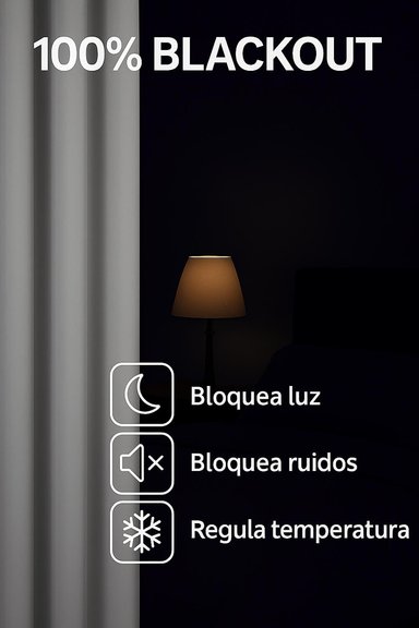 CORTINA ENGOMADA TERMICA TELA DELGADA 100% BLACKOUT 140X225 TAMAÑO 140X225 MARFIL - 6