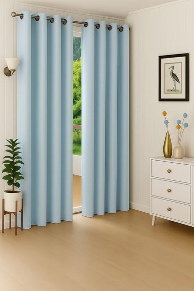 CORTINA ENGOMADA TERMICA TELA DELGADA 100% BLACKOUT 140X225 TAMAÑO 140X225 AZUL CLARO - 5