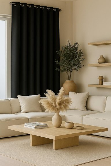 CORTINA ENGOMADA TERMICA TELA DELGADA 100% BLACKOUT 140X225 TAMAÑO 140X225 NEGRO - 1