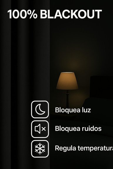 CORTINA ENGOMADA TERMICA TELA DELGADA 100% BLACKOUT 140X225 TAMAÑO 140X225 NEGRO - 6