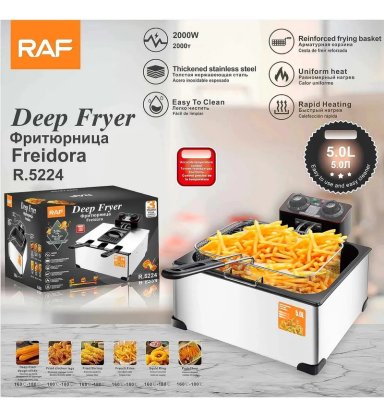 FREIDORA ELE CTRICA RAF 5L 2000W R.5224 PLATEADO 50/60HZ - 1